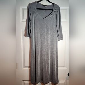 CSC Studio Stretchy Gray Elbow Length Sleeve Midi Dress